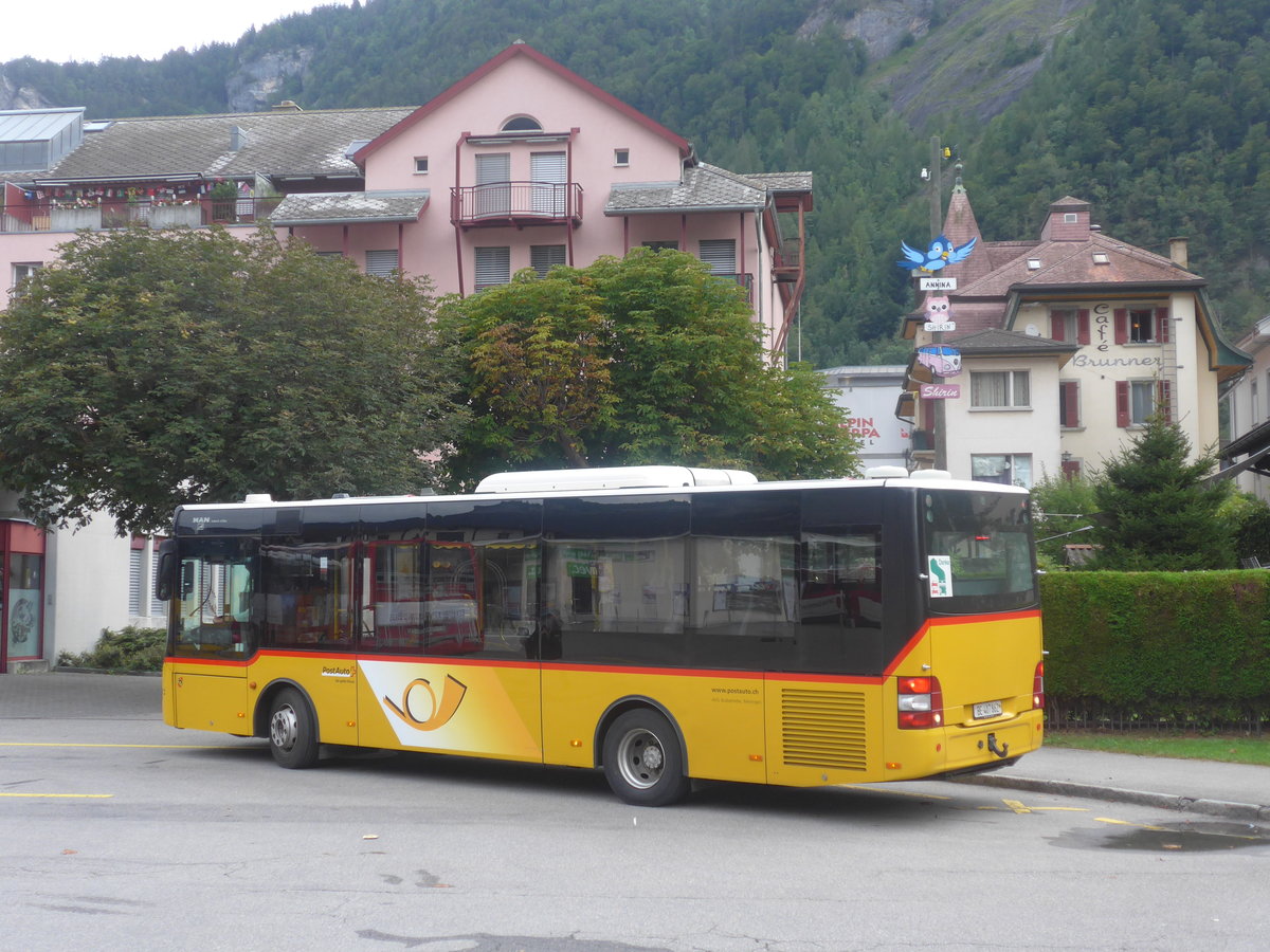 (209'181) - PostAuto Bern - BE 407'862 - MAN/G�ppel (ex AVG Meiringen Nr. 62) am 1. September 2019 in Meiringen, Postautostation