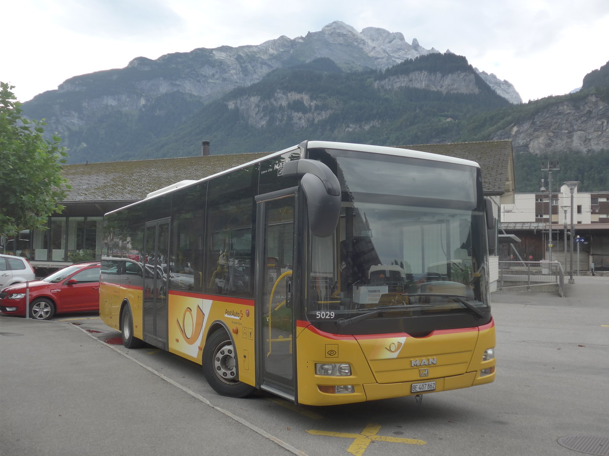(209'189) - PostAuto Bern - BE 407'862 - MAN/G�ppel (ex AVG Meiringen Nr. 62) am 1. September 2019 in Meiringen, Postautostation