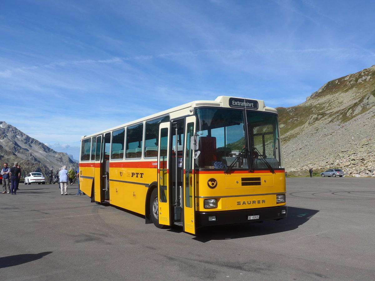(209'755) - Kolb, Grasswil - Nr. 3/BE 93'915 - Saurer/R&J (ex Schmocker, Stechelberg Nr. 3; ex Schmocker, Stechelberg Nr. 1; ex Gertsch, Stechelberg Nr. 1) am 22. September 2019 in Susten, Passh�he