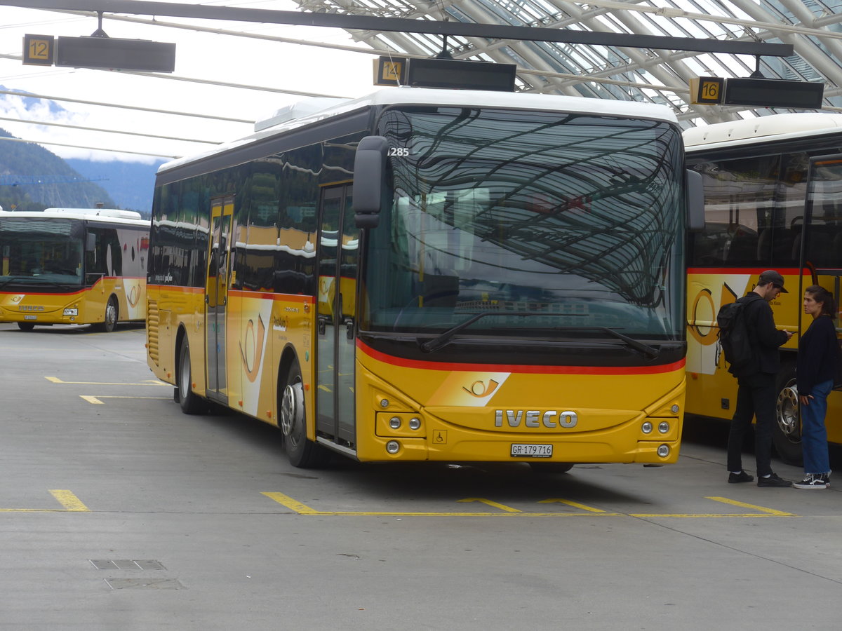 (209'996) - PostAuto Graub�nden - GR 179'716 - Iveco am 6. Oktober 2019 in Chur, Postautostation