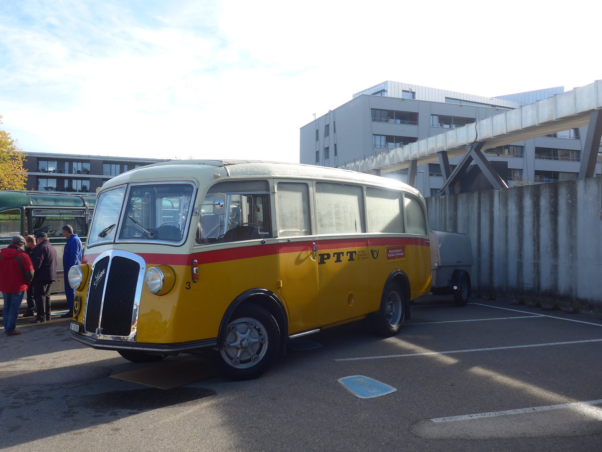 (210'125) - Schmid, Th�rishaus - Nr. 3/BE 26'760 - Saurer/Gangloff (ex Geiger, Adelboden Nr. 3) am 12. Oktober 2019 in Bern, Westside