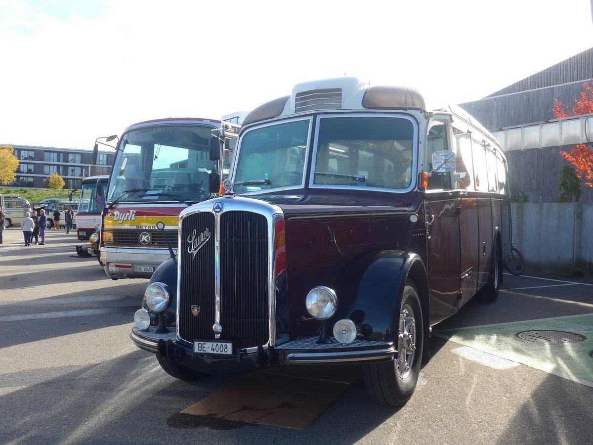 (210'134) - Roth, Niederwangen - BE 4008 - Saurer/Eggli (ex Paproth, D-Mainz; ex Hotel Orselina, Locarno; ex Riederer, St. Margarethenberg; ex Luk, Gr�sch; ex P 23'138; ex P 2205) am 12. Oktober 2019 in Bern, Westside