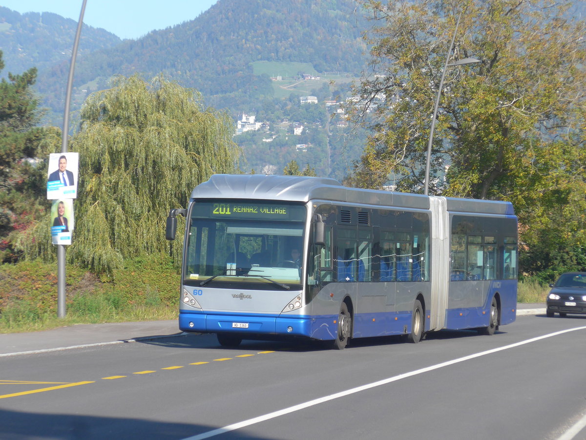 (210'309) - VMCV Clarens - Nr. 60/VD 1360 - Van Hool am 14. Oktober 2019 in Rennaz, H�pital