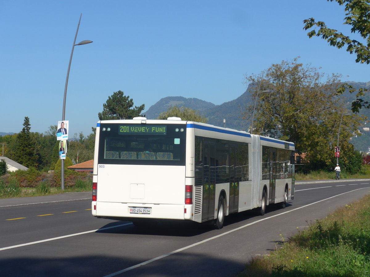 (210'319) - VMCV Clarens - Nr. 903/VD 454'353 - MAN (ex transN, La Chaux-de-Fonds Nr. 242; ex TN Neuch�tel Nr. 242) am 14. Oktober 2019 in Rennaz, H�pital