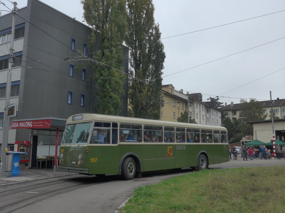 (210'439) - SVB Bern (Bernmobil historique) - Nr. 157/BE 113'157 - FBW/Gangloff am 20. Oktober 2019 in Bern, Weissenb�hl