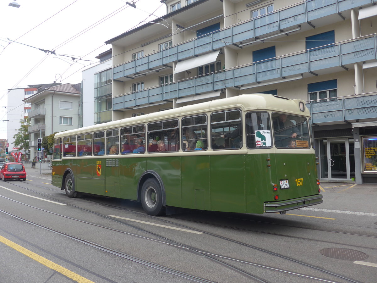 (210'440) - SVB Bern (Bernmobil historique) - Nr. 157/BE 113'157 - FBW/Gangloff am 20. Oktober 2019 in Bern, Weissenb�hl