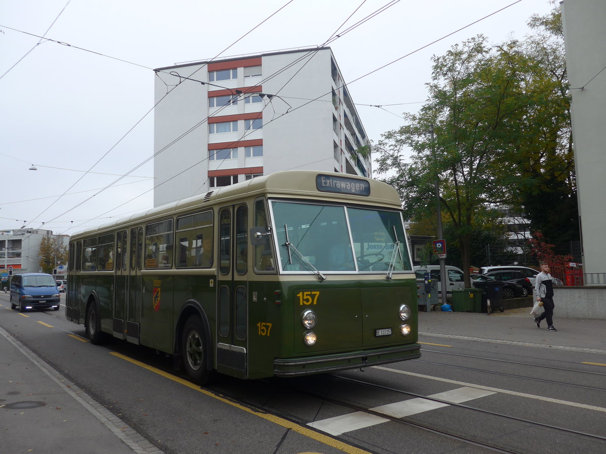 (210'451) - SVB Bern (Bernmobil historique) - Nr. 157/BE 113'157 - FBW/Gangloff am 20. Oktober 2019 in Bern, Weissenb�hl