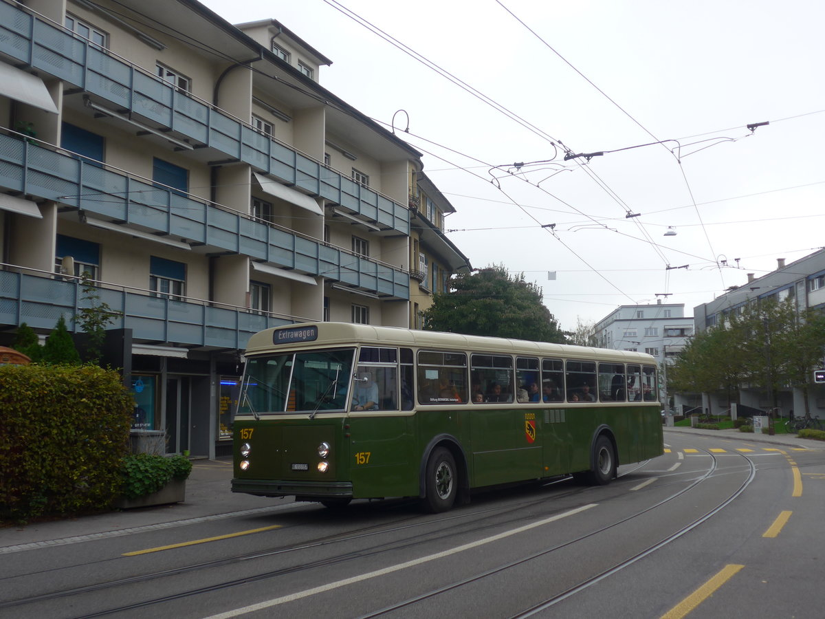 (210'458) - SVB Bern (Bernmobil historique) - Nr. 157/BE 113'157 - FBW/Gangloff am 20. Oktober 2019 in Bern, Weissenb�hl