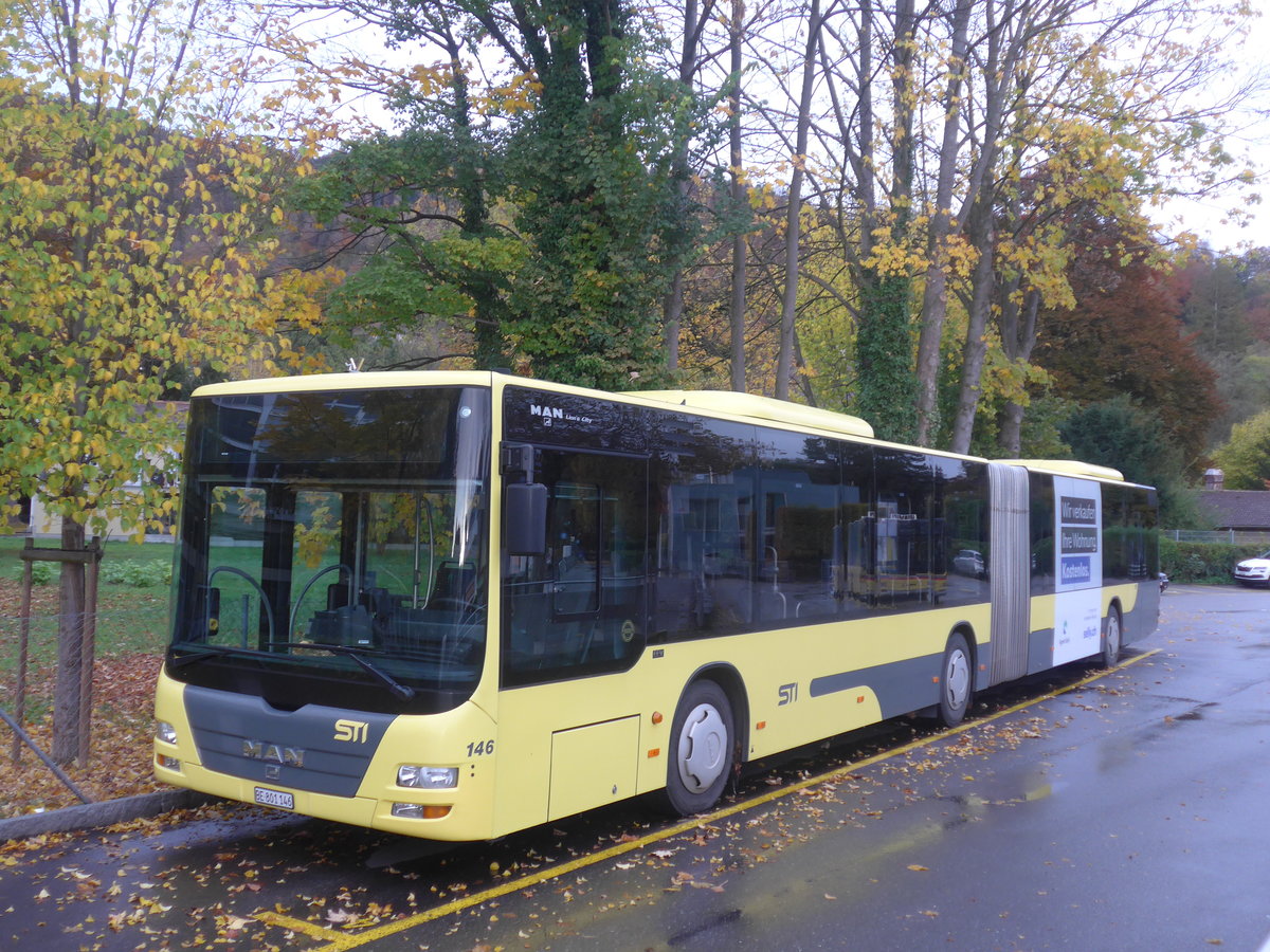 (210'744) - STI Thun - Nr. 146/BE 801'146 - MAN am 3. November 2019 bei der Schiffl�ndte Thun