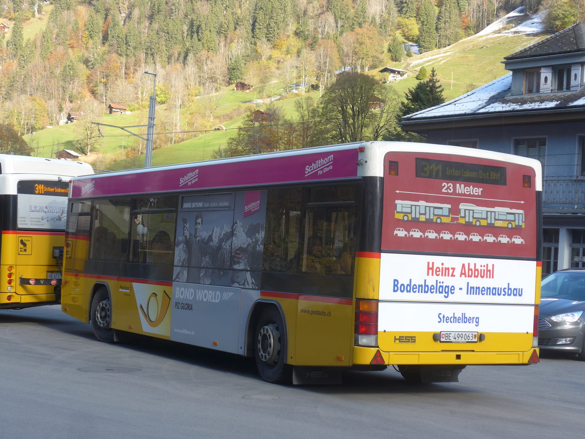 (211'009) - PostAuto Bern - BE 499'063 - Lanz+Marti/Hess Personenanh�nger (ex VBL Luzern Nr. 310) am 11. November 2019 beim Bahnhof Lauterbrunnen