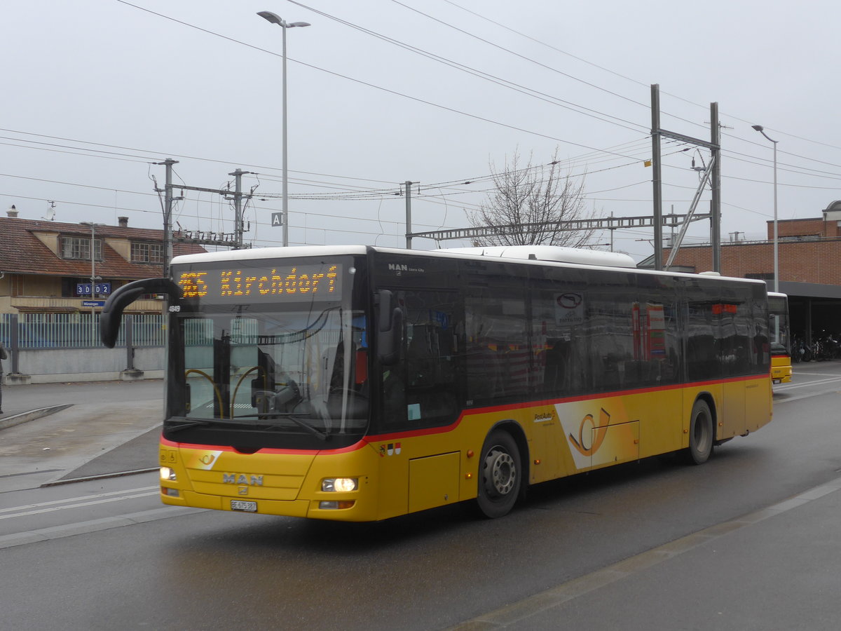 (212'848) - PostAuto Bern - Nr. 541/BE 675'387 - MAN am 9. Dezember 2019 beim Bahnhof M�nsingen