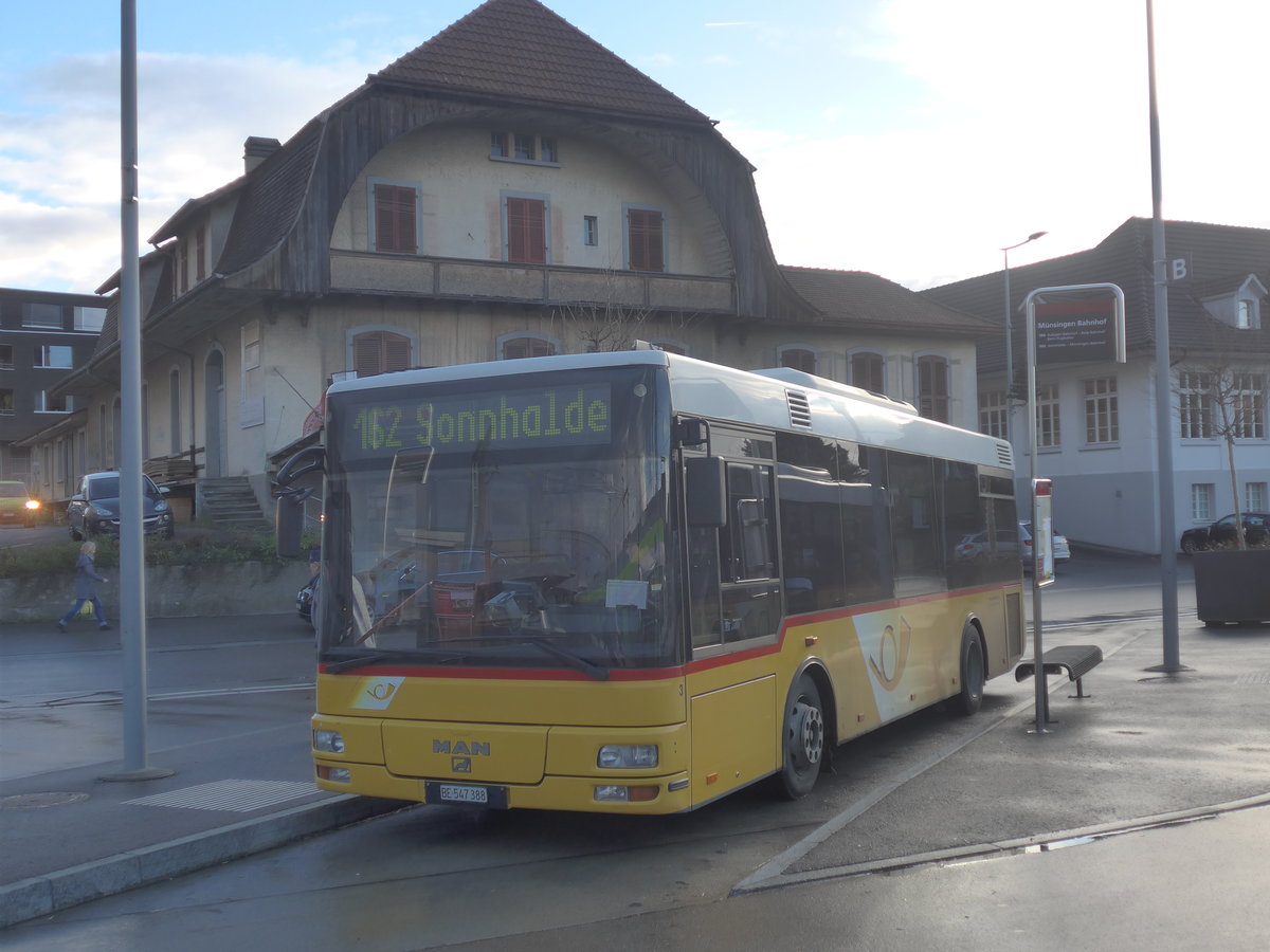 (212'883) - Lengacher, Wichtrach - Nr. 3/BE 547'388 - MAN/G�ppel am 14. Dezember 2019 beim Bahnhof M�nsingen