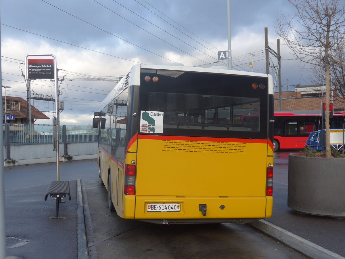 (212'898) - PostAuto Bern - BE 614'040 - MAN/G�ppel (ex AVG Meiringen Nr. 72) am 14. Dezember 2019 beim Bahnhof M�nsingen