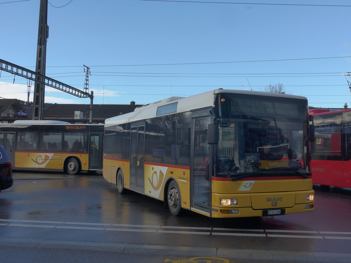 (212'904) - Lengacher, Wichtrach - Nr. 3/BE 547'388 - MAN/G�ppel am 14. Dezember 2019 beim Bahnhof M�nsingen