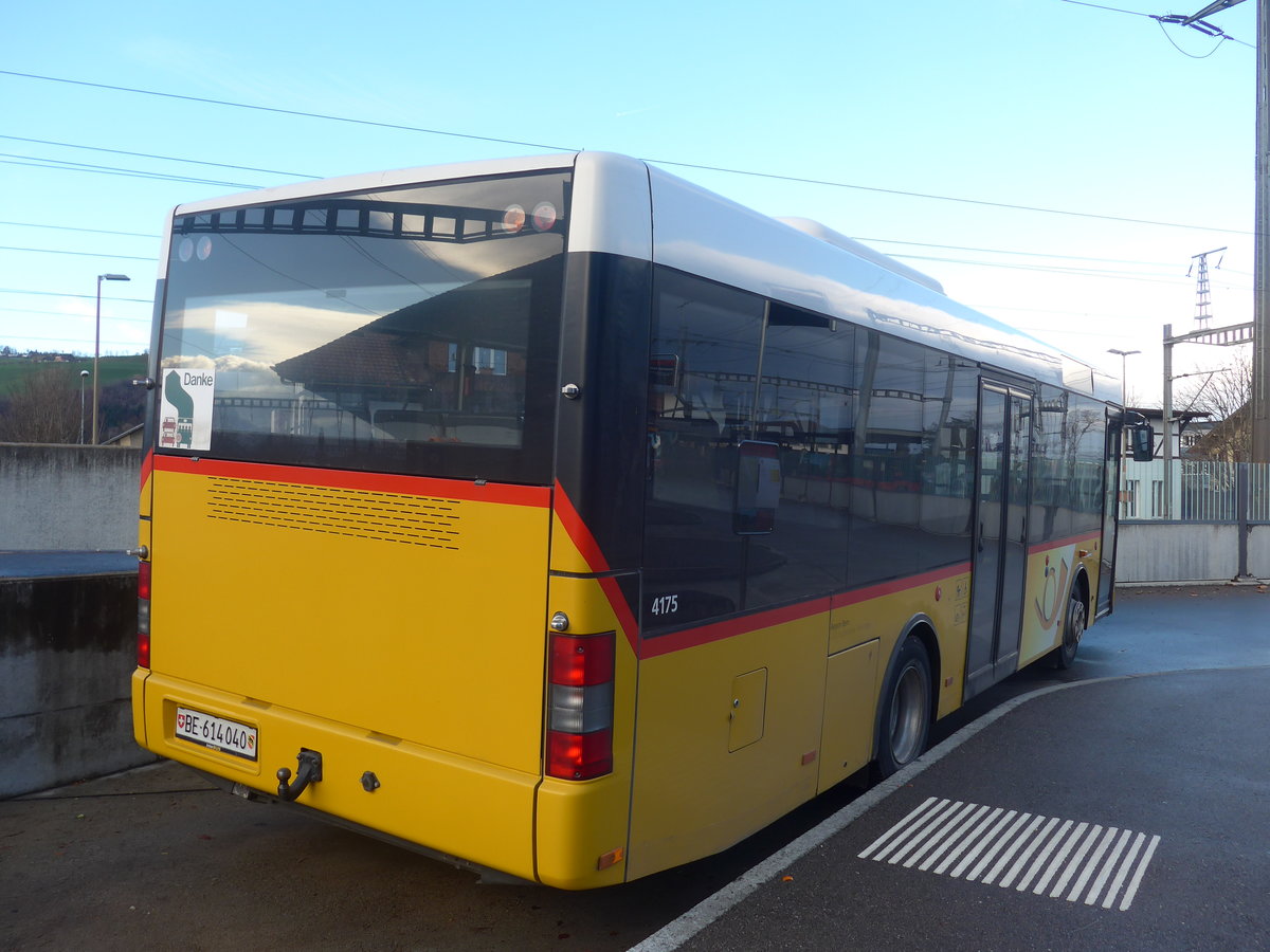 (212'911) - PostAuto Bern - BE 614'040 - MAN/G�ppel (ex AVG Meiringen Nr. 72) am 14. Dezember 2019 beim Bahnhof M�nsingen