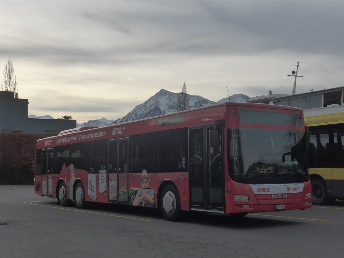 (213'010) - STI Thun - Nr. 160/BE 752'160 - MAN am 16. Dezember 2019 bei der Schiffl�ndte Thun