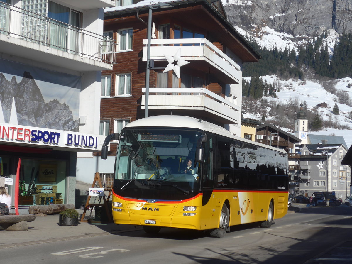 (213'266) - PostAuto Graub�nden - GR 173'205 - MAN am 1. Januar 2020 in Flims, Bergbahnen