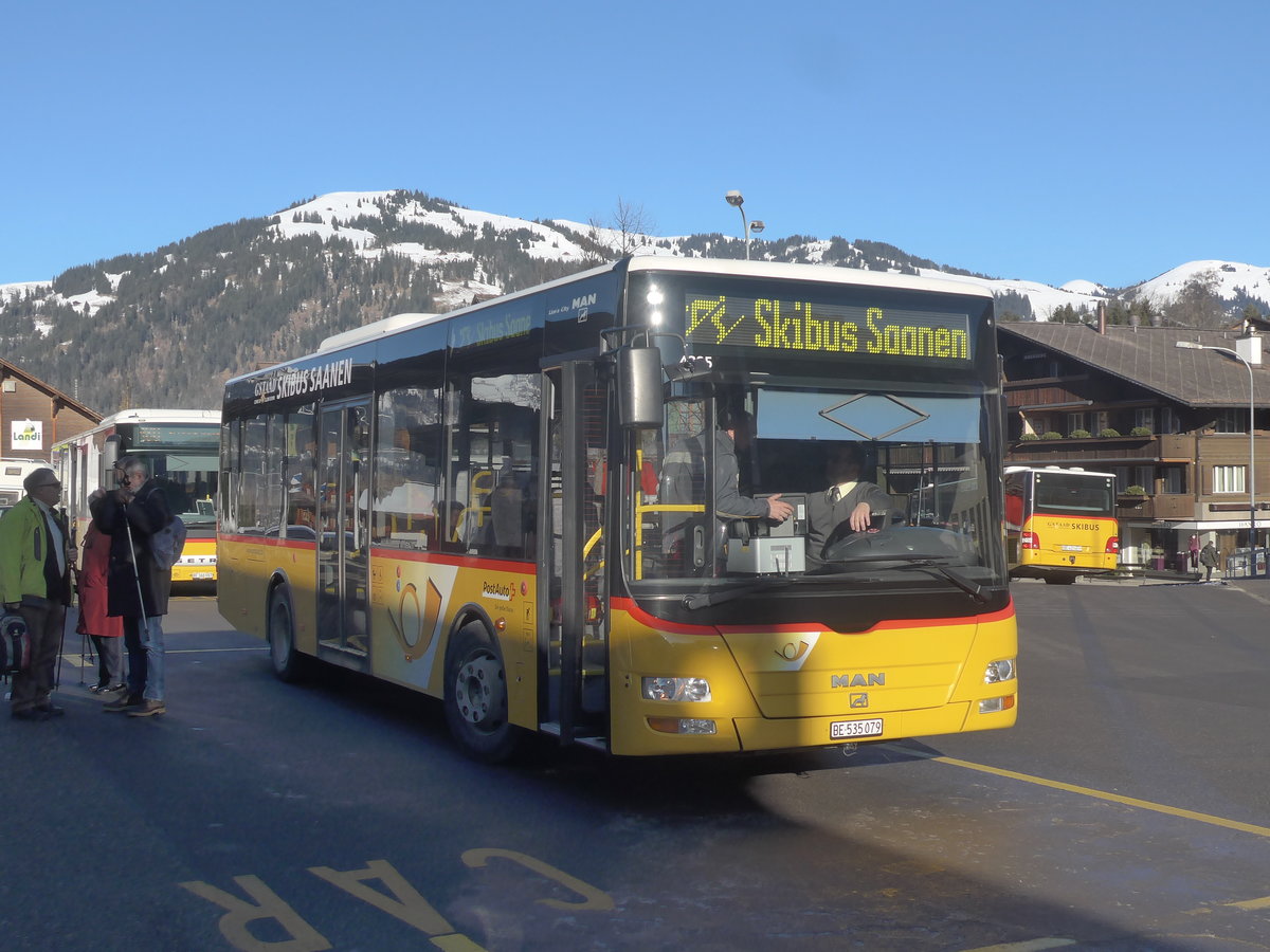 (213'284) - PostAuto Bern - BE 535'079 - MAN/G�ppel (ex Nr. 217; ex RBS Worblaufen Nr. 217) am 2. Januar 2020 beim Bahnhof Gstaad