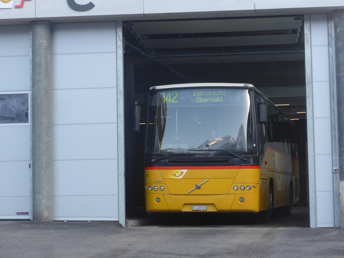(214'128) - PostAuto Wallis - VS 498'945 - Volvo (ex PostAuto Graub�nden GR 180'030; ex Reptrans, Salouf; ex PostAuto Graub�nden GR 102'313) am 9. Februar 2020 in Fiesch, Postautostation