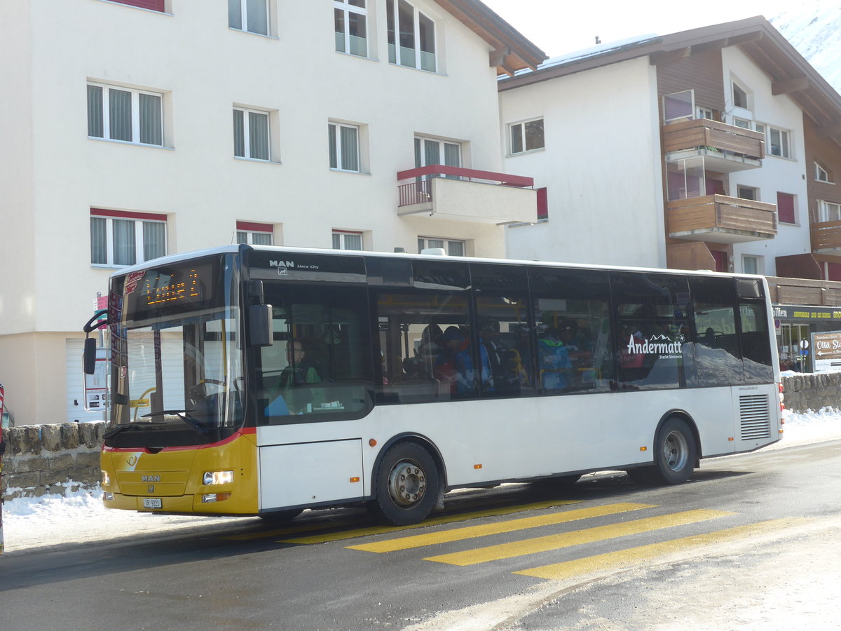(214'150) - Mattli, Wassen - UR 9221 - MAN/G�ppel (ex Lengacher, Wichtrach Nr. 6) am 9. Februar 2020 in Andermatt, Tourist Info