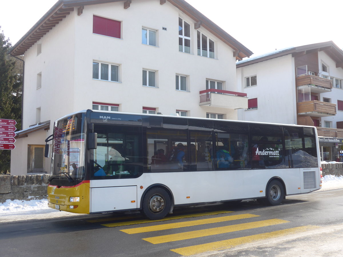 (214'151) - Mattli, Wassen - UR 9221 - MAN/G�ppel (ex Lengacher, Wichtrach Nr. 6) am 9. Februar 2020 in Andermatt, Tourist Info