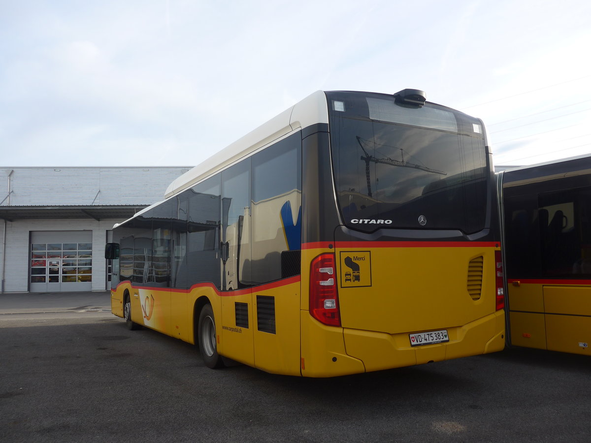 (214'240) - CarPostal Ouest - VD 475'383 - Mercedes (ex TPB, S�deilles) am 16. Februar 2020 in Kerzers, Interbus