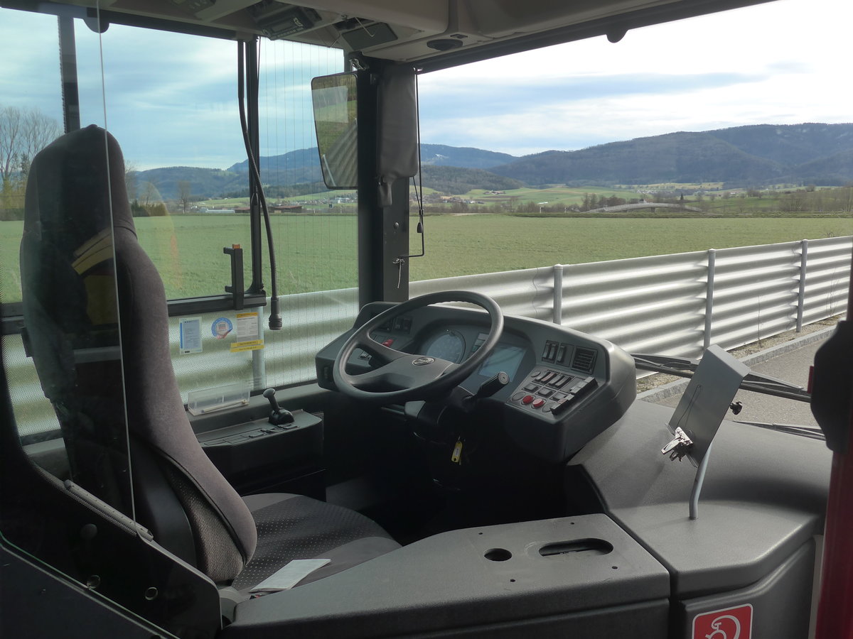 (214'320) - CarPostal Ouest - (JU 1925) - MAN/G�ppel (ex Stucki, Porrentruy Nr. 15) am 16. Februar 2020 in Develier, Parkplatz (Innenaufnahme)