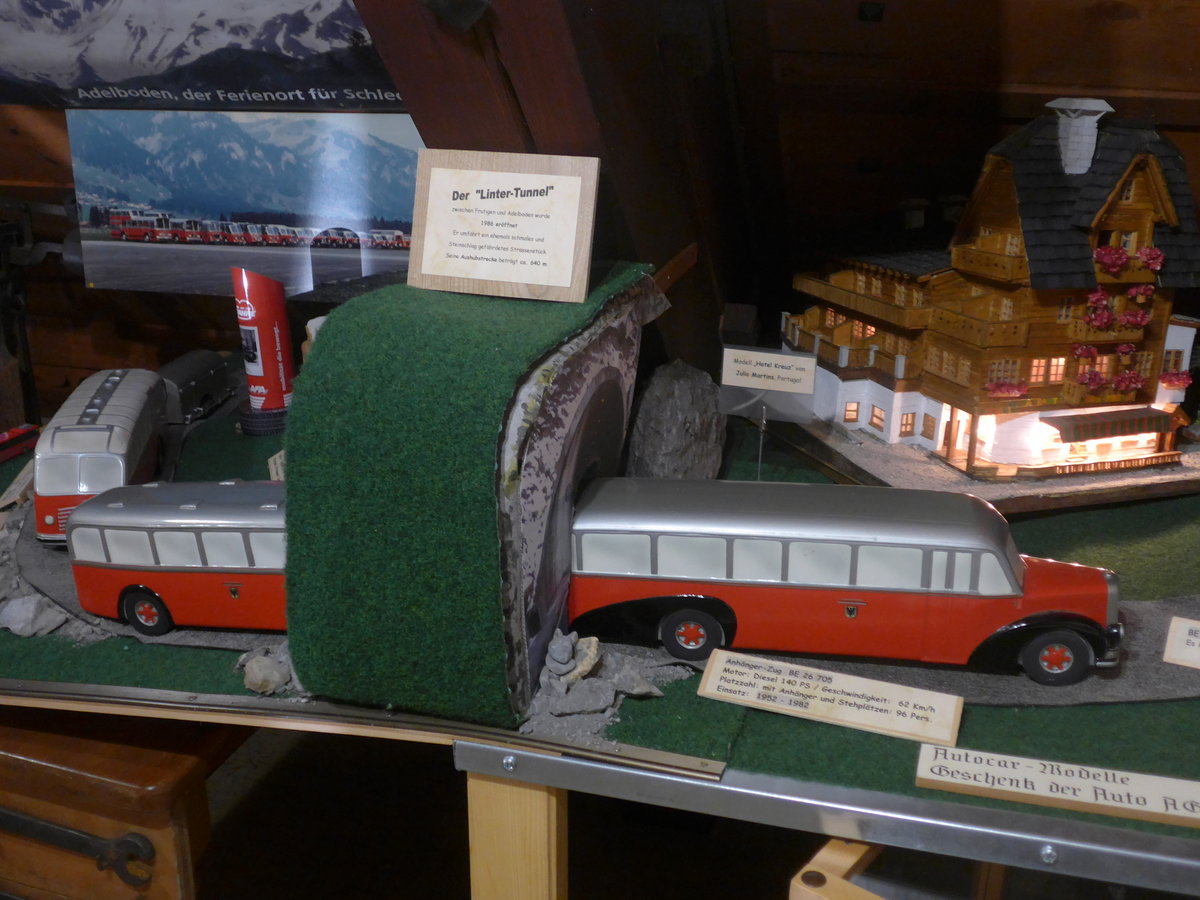 (214'499) - AFA Adelboden - Nr. 15/BE 29'729 - R&J Personenanh�nger + Nr. 1/BE 26'705 - FBW/R&J am 19. Februar 2020 in Adelboden, Heimatmuseum (Modelle)