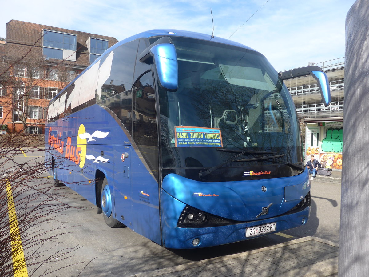 (214'657) - Aus Kroatien: Croatia Bus, Zagreb - ZG 9262-FF - Volvo/Atomic am 20. Februar 2020 in Z�rich, Sihlquai
