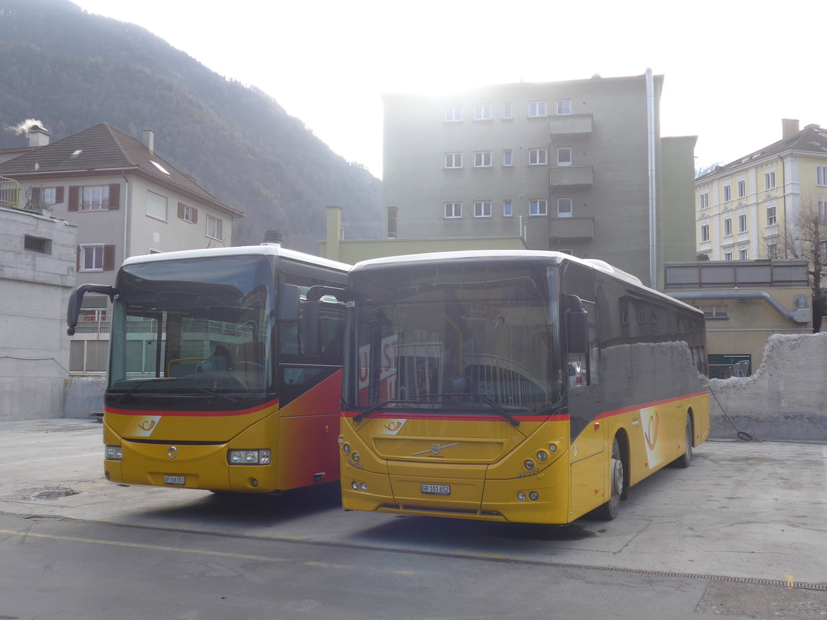 (214'938) - PostAuto Graub�nden - GR 101'652 - Volvo am 1. M�rz 2020 in Chur, Garage