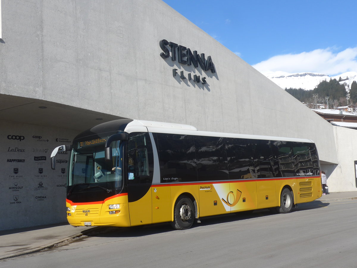 (214'950) - PostAuto Graub�nden - GR 162'989 - MAN am 1. M�rz 2020 in Flims, Bergbahnen
