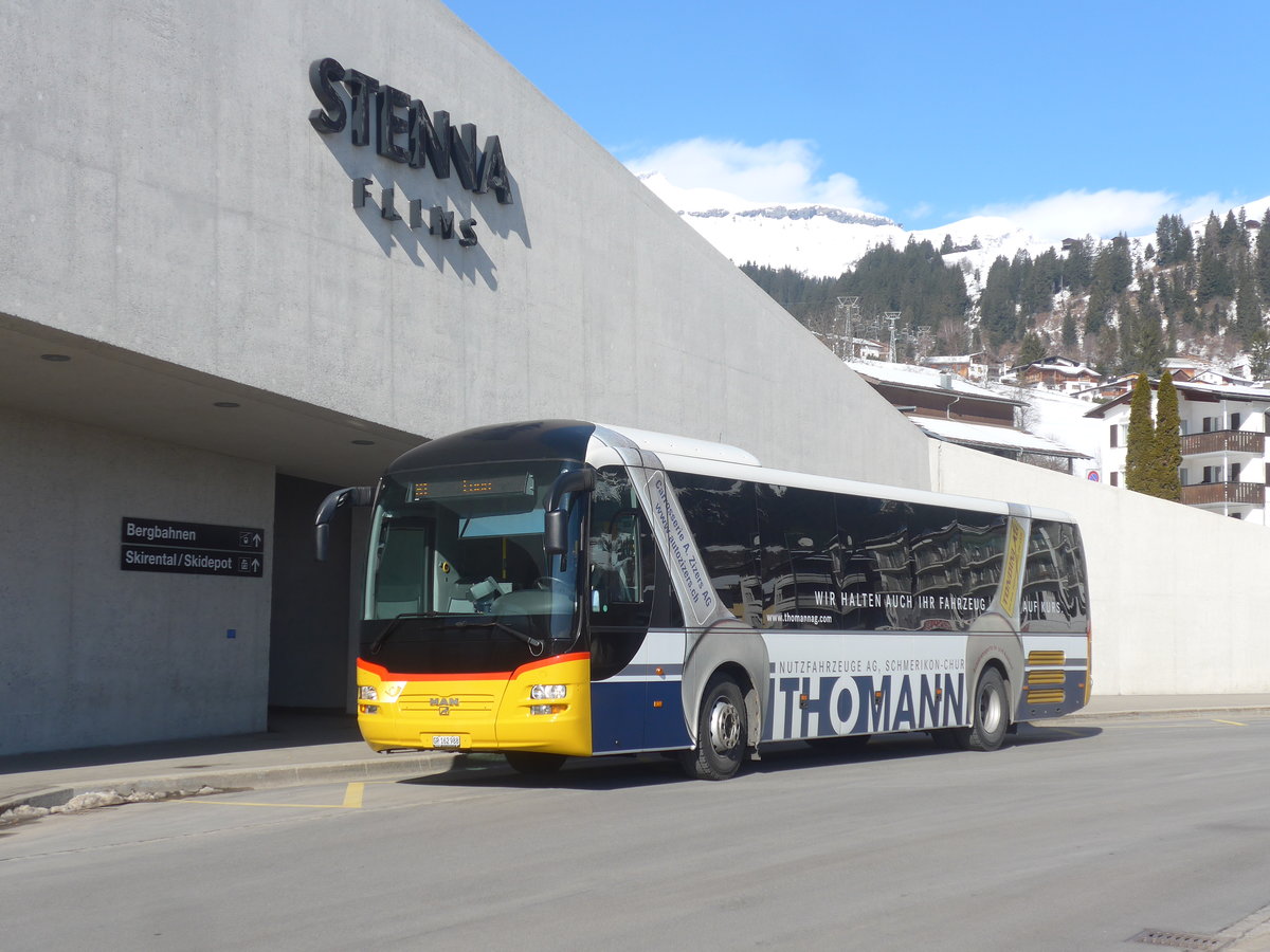 (214'959) - PostAuto Graub�nden - GR 162'988 - MAN am 1. M�rz 2020 in Flims, Bergbahnen
