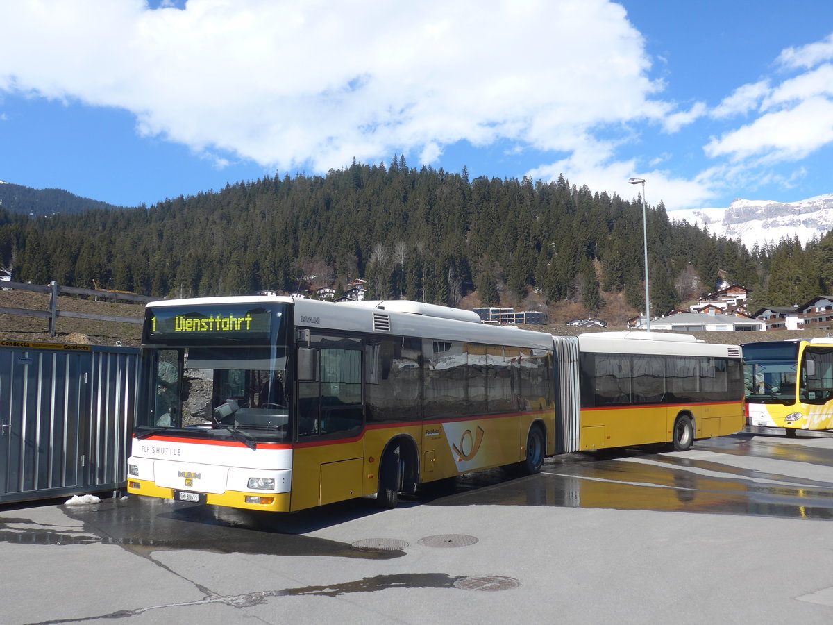 (214'994) - Stuppan, Flims - GR 80'411 - MAN (ex Steiner, Ortschwaben Nr. 20; ex Steiner, Ortschwaben Nr. 10) am 1. M�rz 2020 in Laax, Garage