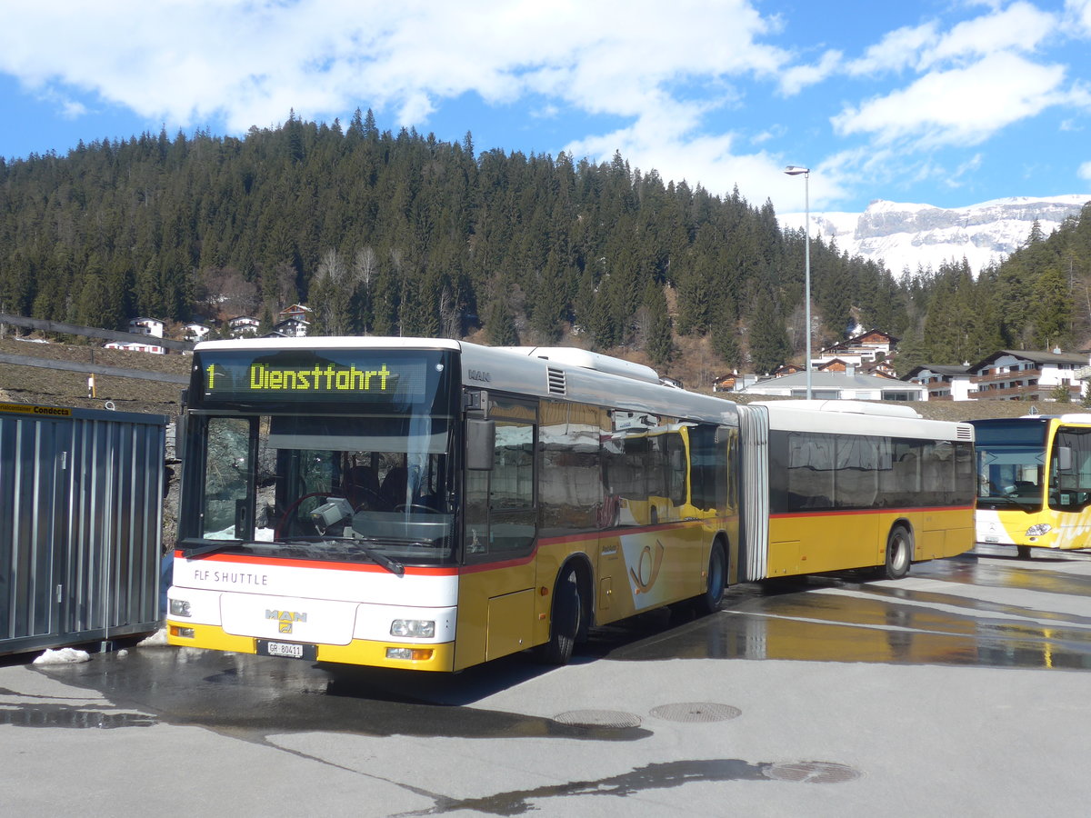 (214'995) - Stuppan, Flims - GR 80'411 - MAN (ex Steiner, Ortschwaben Nr. 20; ex Steiner, Ortschwaben Nr. 10) am 1. M�rz 2020 in Laax, Garage