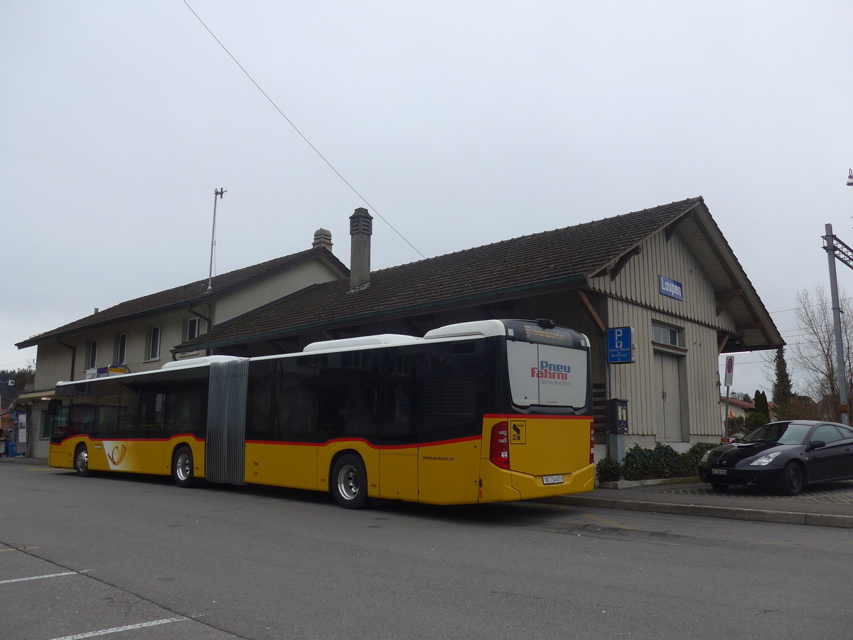 (215'042) - PostAuto Bern - Nr. 631/BE 734'631 - Mercedes am 2. M�rz 2020 beim Bahnhof Laupen