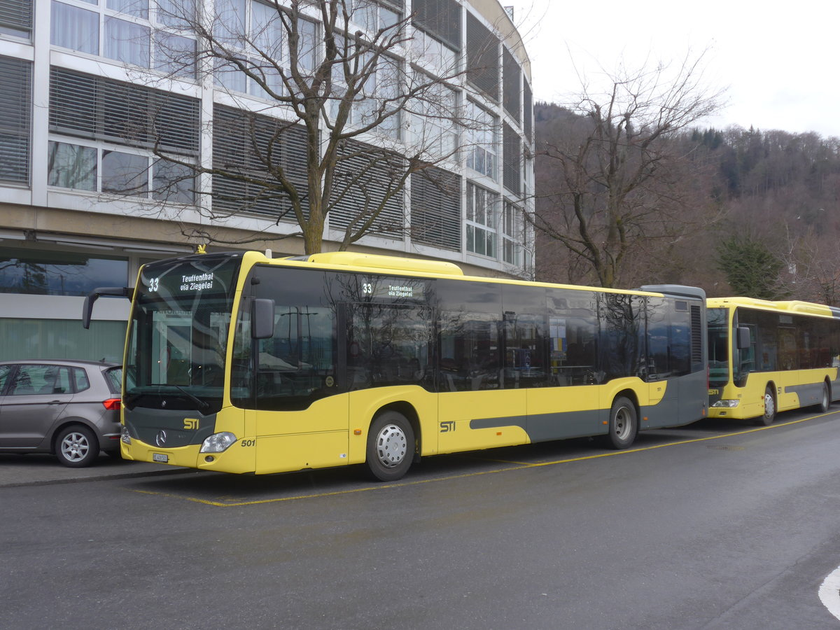 (215'059) - STI Thun - Nr. 501/BE 408'501 - Mercedes am 2. M�rz 2020 bei der Schiffl�ndte Thun