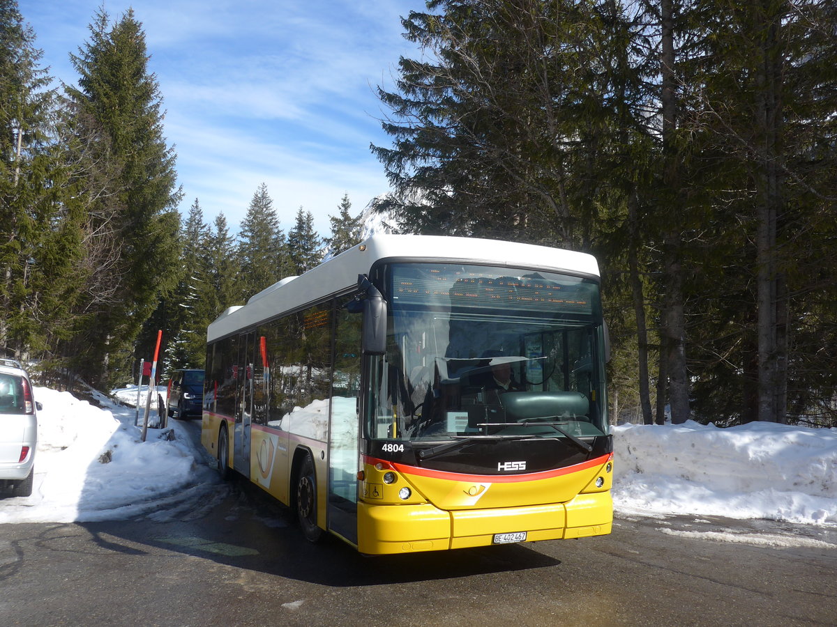 (215'083) - PostAuto Bern - BE 402'467 - Scania/Hess (ex AVG Meiringen Nr. 67; ex AVG Meiringen Nr. 76; ex Steiner, Messen) am 8. M�rz 2020 auf der Schwarzwaldalp