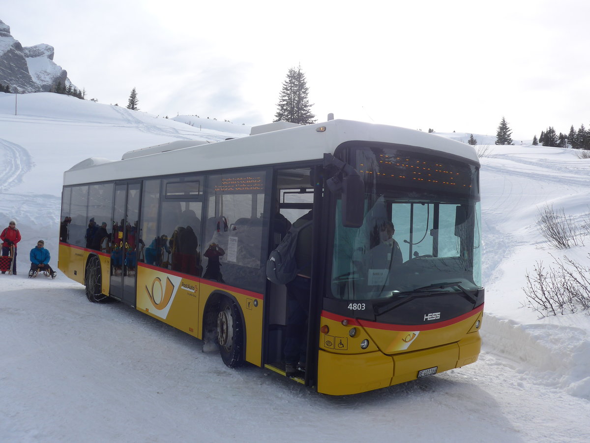 (215'090) - PostAuto Bern - BE 403'166 - Scania/Hess (ex AVG Meiringen Nr. 66; ex Steiner, Messen) am 8. M�rz 2020 in Grindelwald, Sch�rmstutz