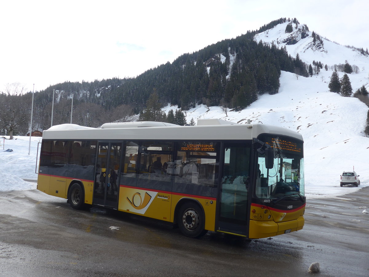 (215'099) - PostAuto Bern - BE 403'166 - Scania/Hess (ex AVG Meiringen Nr. 66; ex Steiner, Messen) am 8. M�rz 2020 auf der Schwarzwaldalp