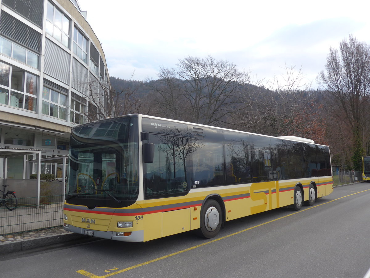 (215'113) - STI Thun - Nr. 139/BE 801'139 - MAN am 14. M�rz 2020 bei der Schiffl�ndte Thun