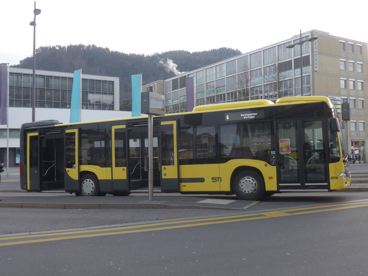 (215'118) - STI Thun - Nr. 406/BE 820'406 - Mercedes am 14. M�rz 2020 beim Bahnhof Thun