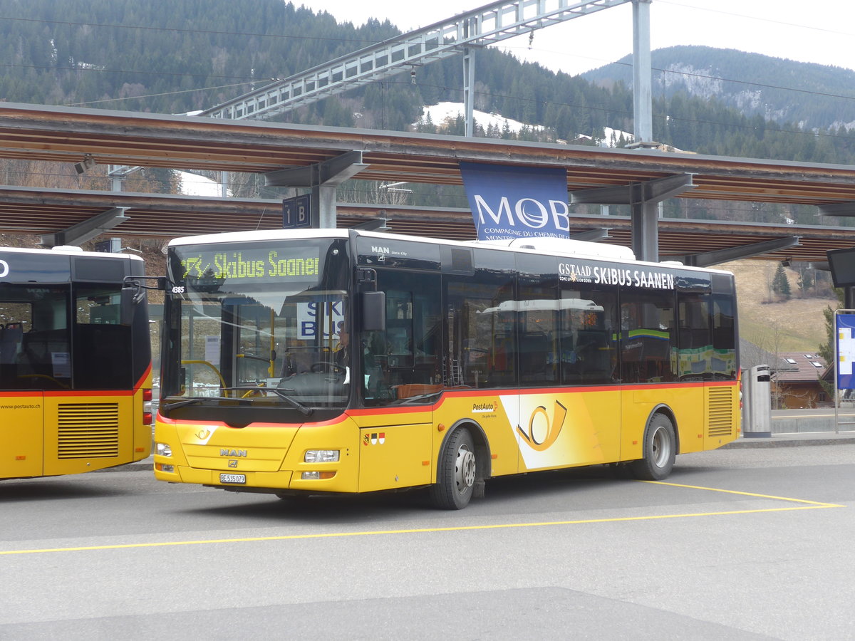 (215'133) - PostAuto Bern - BE 535'079 - MAN/G�ppel (ex Nr. 217; ex RBS Worblaufen Nr. 217) am 14. M�rz 2020 beim Bahnhof Gstaad