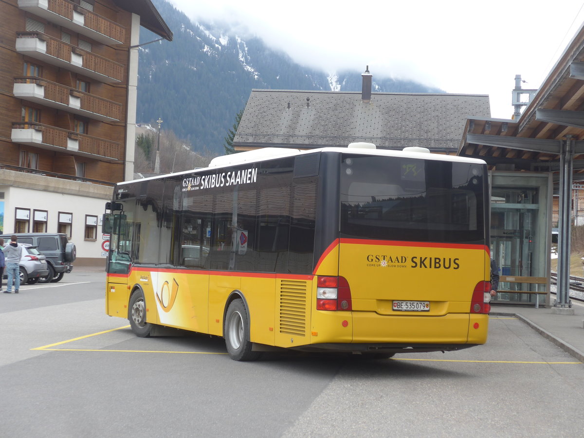 (215'144) - PostAuto Bern - BE 535'079 - MAN/G�ppel (ex Nr. 217; ex RBS Worblaufen Nr. 217) am 14. M�rz 2020 beim Bahnhof Gstaad