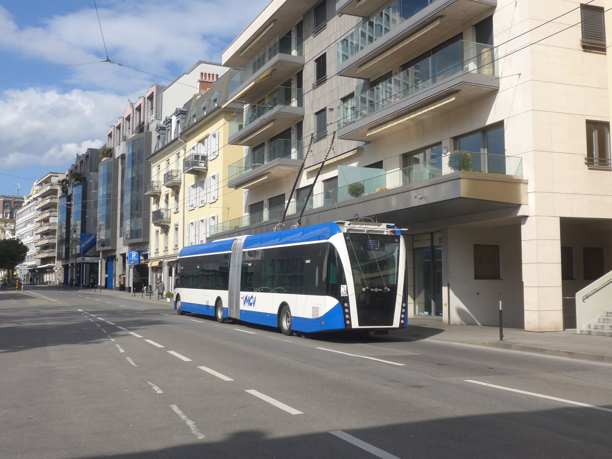 (215'156) - VMCV Clarens - Nr. 804 - Van Hool Gelenktrolleybus am 14. M�rz 2020 in Montreux, Escaliers de la Gare