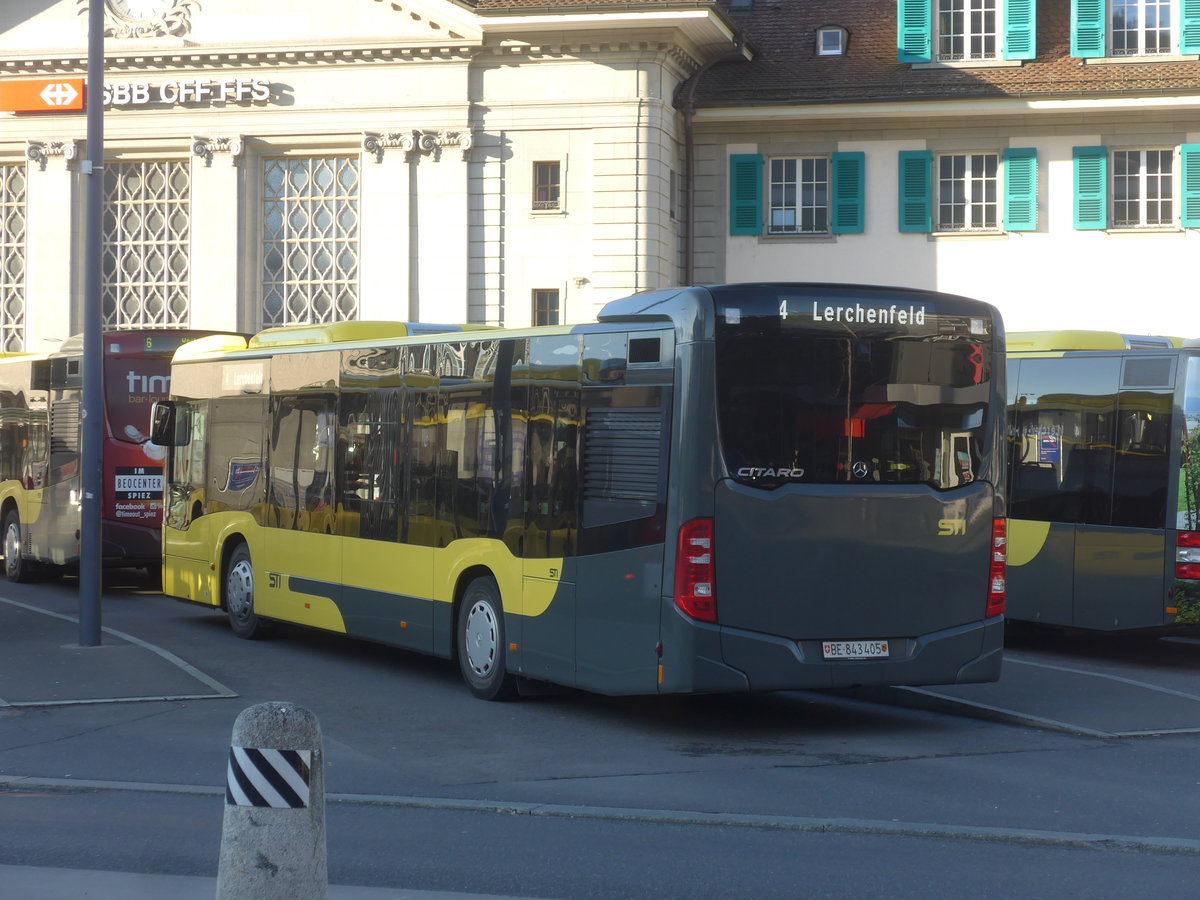 (215'191) - STI Thun - Nr. 405/BE 843'405 - Mercedes am 15. M�rz 2020 beim Bahnhof Thun