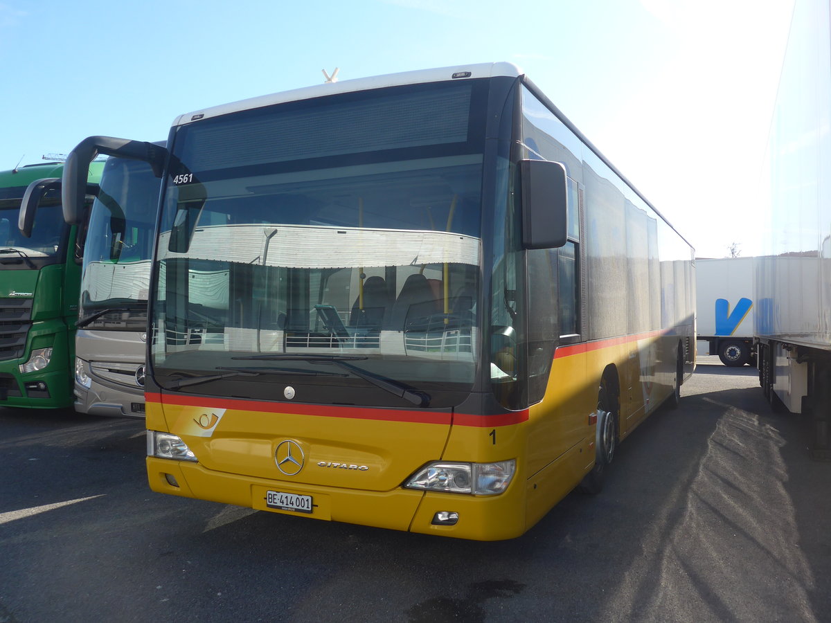 (215'240) - PostAuto Bern - Nr. 1/BE 414'001 - Mercedes (ex Klopfenstein, Laupen Nr. 1) am 15. M�rz 2020 in Kerzers, Interbus