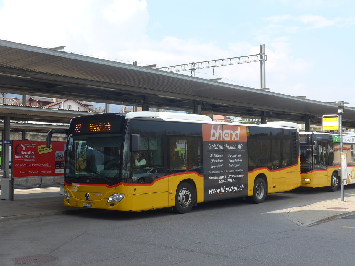 (215'298) - PostAuto Bern - BE 653'383 - Mercedes am 20. M�rz 2020 beim Bahnhof Spiez