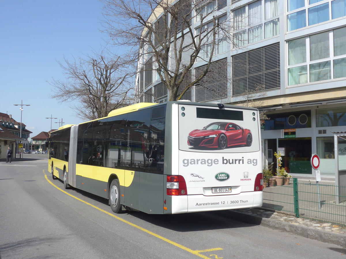 (215'353) - STI Thun - Nr. 143/BE 801'143 - MAN am 21. M�rz 2020 bei der Schiffl�ndte Thun