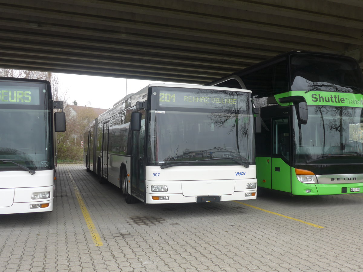 (215'412) - VMCV Clarens - Nr. 907 - MAN (ex PostAuto Z�rich Nr. 164; ex PostAuto Z�rich Nr. 26) am 22. M�rz 2020 in Kerzers, Murtenstrasse