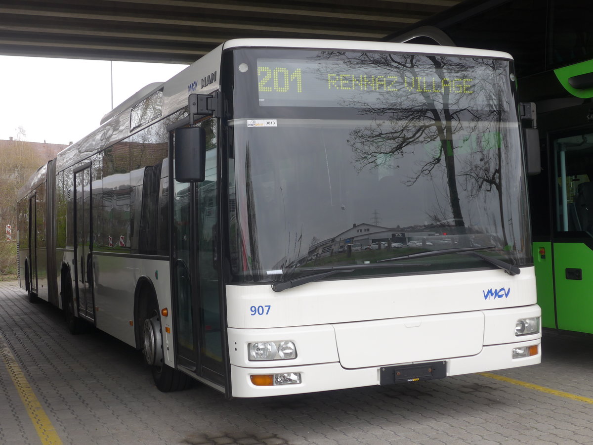 (215'414) - VMCV Clarens - Nr. 907 - MAN (ex PostAuto Z�rich Nr. 164; ex PostAuto Z�rich Nr. 26) am 22. M�rz 2020 in Kerzers, Murtenstrasse